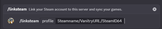 Using /linksteam (profile input)
